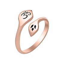 Adjustable Om &amp; Lotus Toe/Midi Ring 14K Rose Gold Plated - $13.46