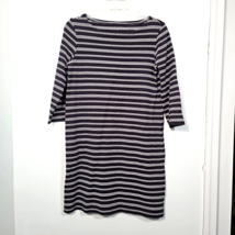 Garnet Hill Navy Blue Striped Organic Pima Cotton Bateau-Neck T-shirt Dress Sz 6 - £18.60 GBP