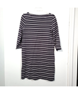 Garnet Hill Navy Blue Striped Organic Pima Cotton Bateau-Neck T-shirt Dr... - $23.28