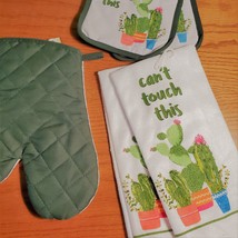 Cactus Succulent Kitchen Set, Can't Touch This, Towels Mitt Potholders, 5pc image 7