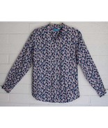 Tori Richard M Pink Blue Pineapple Print Cotton Lawn Long Sleeve Mens Shirt - $28.71