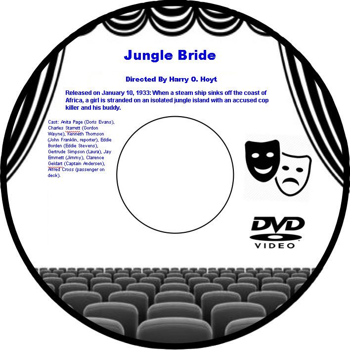 Jungle Bride 1933 DVD Film Adventure Anita Page Charles Starrett Kenneth Thomson
