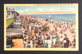 Boardwalk Beach Cottage Line Flag Ocean City Maryland Linen UNP Postcard c1940s - $7.99