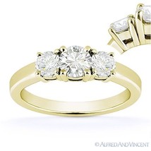 Round Cut Moissanite 14k Yellow Gold Three-Stone Basket Engagement Promise Ring - £621.93 GBP+