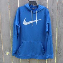 Nike Hoodie Adult Mens XL Blue Pullover Tie String Pocket Casual Dri-Fit Swoosh - £19.60 GBP