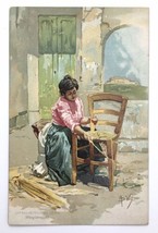 Napoli, Italy Postcard, Costumi Napoletani, signed A. Della Valle, Woman Chair - £11.48 GBP