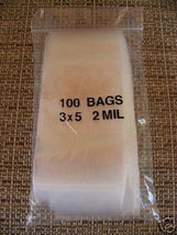 PLASTIC BAG 3x5 zip lock white block small poly 100 - £7.08 GBP