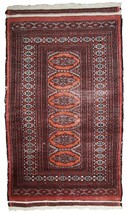 Handmade vintage Uzbek Bukhara rug 2.4&#39; x 4.3&#39; (75cm x 132cm) 1960s - 1C807 - $10,693.09 MXN