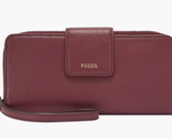 New Fossil Madison zip clutch wristlet Leather Wallet Wine - £30.21 GBP