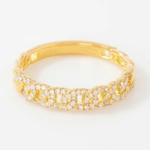 0.40 CT Round Yellow Gold Plated Silver Curb Link Simulated Diamond Promise Ring - £136.38 GBP