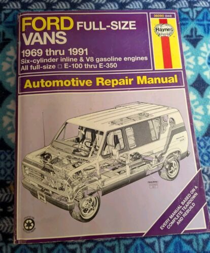 Haynes Repair Manual Ford Vans Full-Size E-100 to E-350 1969- 1991 #36090 - $10.69