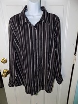 East 5th Black Long Sleeve Button Down Striped Shirt Size 2X Women&#39;s EUC - £14.58 GBP