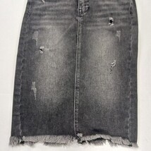 Risen Jeans Los Angeles RDS1222 Women's Black Distressed Denim Fray Skirt Small image 13
