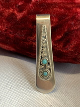 Sterling Silver Turquoise Money Clip / Tie Clasp 4.5g Fine Jewelry Israel - £39.47 GBP