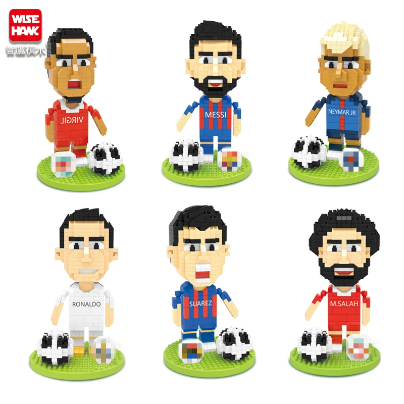 Football Player Figures Mini Blocks 3D Model Cartoon Bricks Anime DIY Micro - £10.85 GBP+