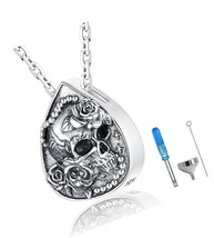 Urn Necklaces for Ashes 925 Sterling Silver Skull Keepsake Urn Pendant k... - $127.75