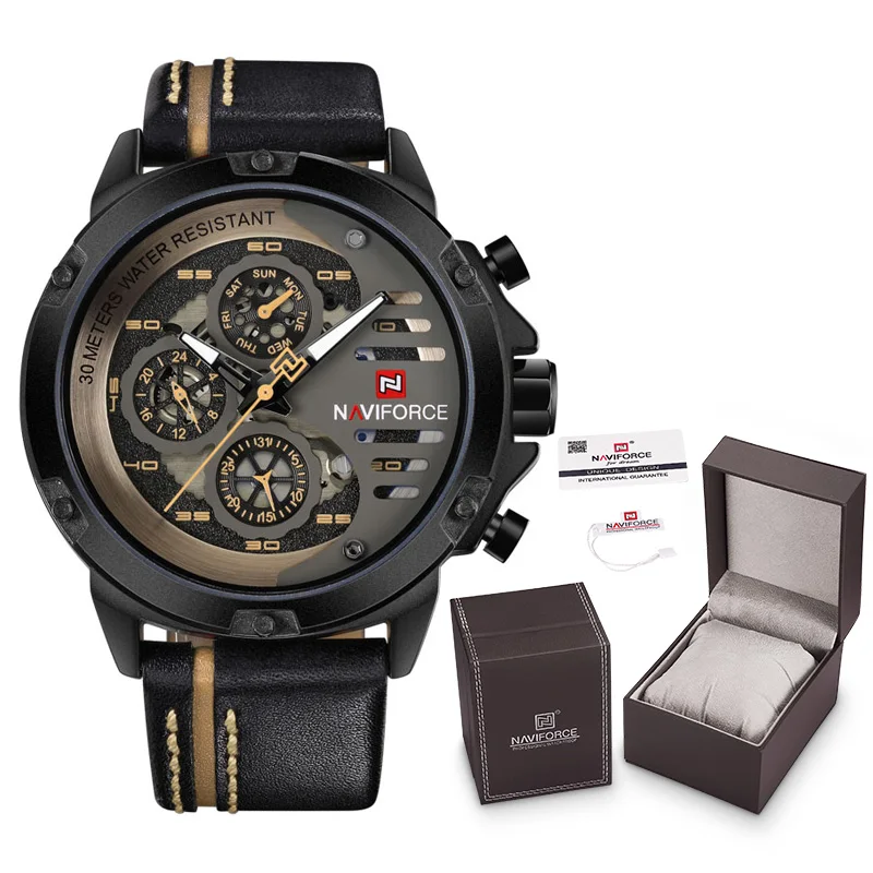 Men&#39;s Watches Brand Luxury Quartz Watch Man Leather Sport Wristwatches W... - £58.17 GBP