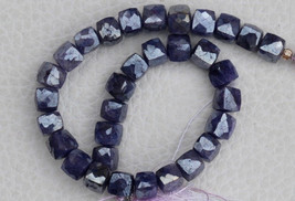 8 inch faceted cube beads of blue silverite gemstone ,  5.5 mm -- 6 mm, natural  - £25.07 GBP