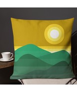 Premium Summer Sunset Pillow Minimalist Green Mountain Landscape Scenery... - $59.58 CAD+