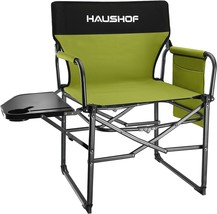 Haushof Camping Chair With Side Table And Storage Pockets, Transportable, Green. - £74.15 GBP