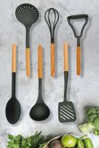6 Pieces Wooden Handle Plastic Scoop Colander Spoon Spatula Crusher And Beater B - £10.38 GBP