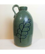 Vintage Pottery Bottle Jug Slate Blue Signed 6.5 Inches - $15.84