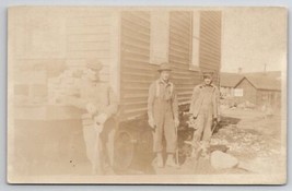 RPPC House Moving By Wagon Construction Workers Men c1907 Photo Postcard S30 - £22.50 GBP