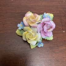Antique Bone China Porcelain Rose Cluster Brooch Pin - Made In England - £15.56 GBP