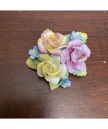 Antique Bone China Porcelain Rose Cluster Brooch Pin - Made In England - £15.46 GBP
