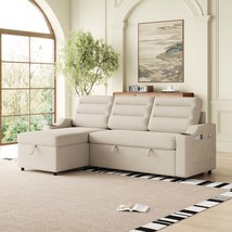 Convertible Sectional Sofa Bed w/ Storage, Recliner &amp; Cupholder - $626.99