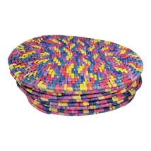 Vintage Lot Of 9 Colorful Oval Placemats Thick Weave Wicker Rattan Xl Woven Mcm - £42.46 GBP