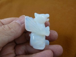 Y-LIO-GA-567) white Opalite ROARING LION GARGOYLE gemstone statue love m... - $18.69