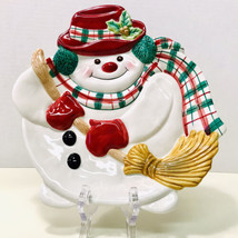 Fitz And Floyd Essentials Plaid Christmas Snowman Canape Cookie Wall Plate - £10.33 GBP