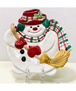 Fitz And Floyd Essentials Plaid Christmas Snowman Canape Cookie Wall Plate - $17.56 CAD