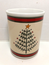 Moda Dallas Stoneware Christmas Tree Holiday Utensil Crock 6.5&quot; Heavy Cl... - £26.03 GBP