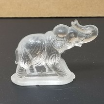 Figurine Elephant Trunk Up Mounted Pedestal Vintage Small Frosted Resin  - £10.85 GBP