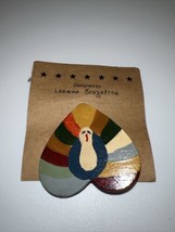 Primitive Leanne Brazelton Turkey Pin Brooch Colorful Fun Hand Painted - £7.98 GBP