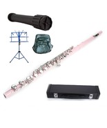 Pink Flute 16 Hole, Key of C w/Case+Music Sheet Bag+2 Stand+Accessories - £110.08 GBP