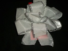 White Silver Glitter Wired Edge Christmas Gift Bow Package Fancy Wedding... - $11.99