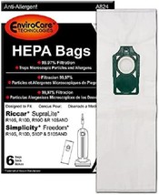 Riccar SupraLite HEPA Vacuum Bags 6 Pack by Envirocare A824 - £16.79 GBP