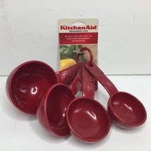 KitchenAid Set of Four Measuring Cups Rubber Grip Red Kitchen Aid Cooking Baking - £15.97 GBP