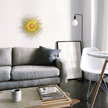 Contemporary Laser Cut Plywood Clock in Shades of Gold and Yellow - Medu... - $159.00+