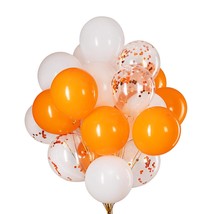 Orange Confetti And White Balloons  Pack Of 50,Party Helium Balloon Party Decora - £18.21 GBP