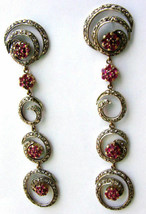 Victorian 4.12ct Rose Cut Diamond Ruby Dangling Earrings Vintage Jewelry... - £513.78 GBP