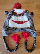 Sock Monkey Ski Style Knit Hat with Poly Fleece Lining - Adult or Teen S... - £7.78 GBP
