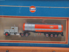 Vintage Gulf Oil Semi Tanker Truck Model Professionally Framed Texas Estate - £58.15 GBP