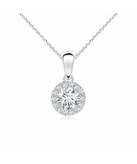ANGARA Round Natural Diamond Halo Pendant Necklace in 14K Gold | (GVS2, ... - £1,549.30 GBP