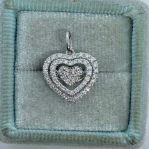 1.40Ct Round Cut Lab-Created Diamond Cluster Heart Pendant 14k White Gold Plated - £97.07 GBP