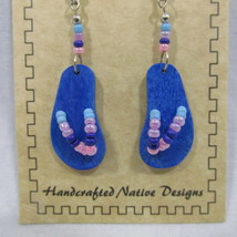 Flip Flops Earrings Blue Pink Aqua Spirit Nature Peru Pierced Silver Beach   #97 - £10.16 GBP