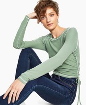 MSRP $29 Just Polly Juniors&#39; Exposed-Seams Tie-Side Top Green Size Medium - £5.09 GBP
